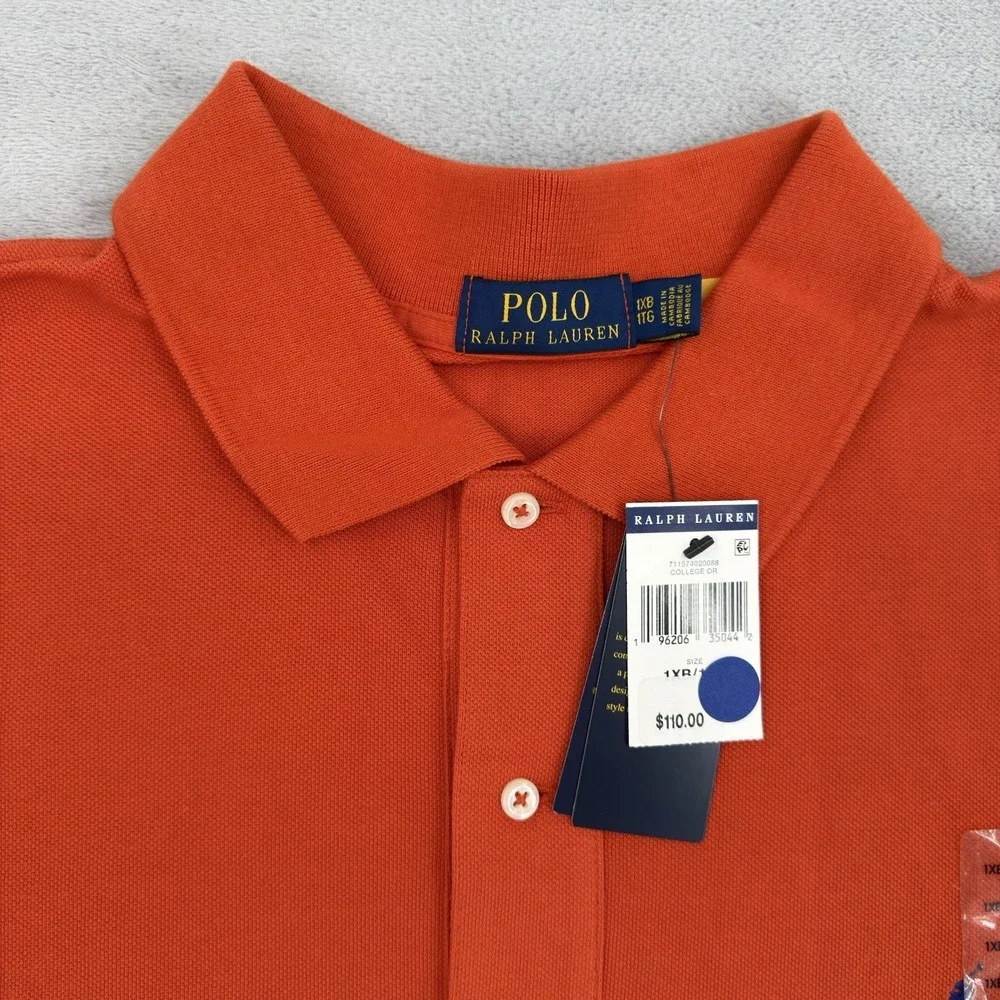 Polo Ralph Lauren Polo Shirt  Mens Sz 1XB Classic Fit Orange  Short Sleeve Pique